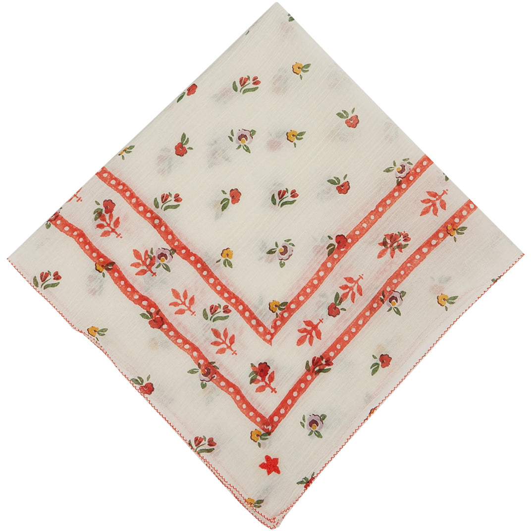 Foulard crépon de coton écru "poppy"
