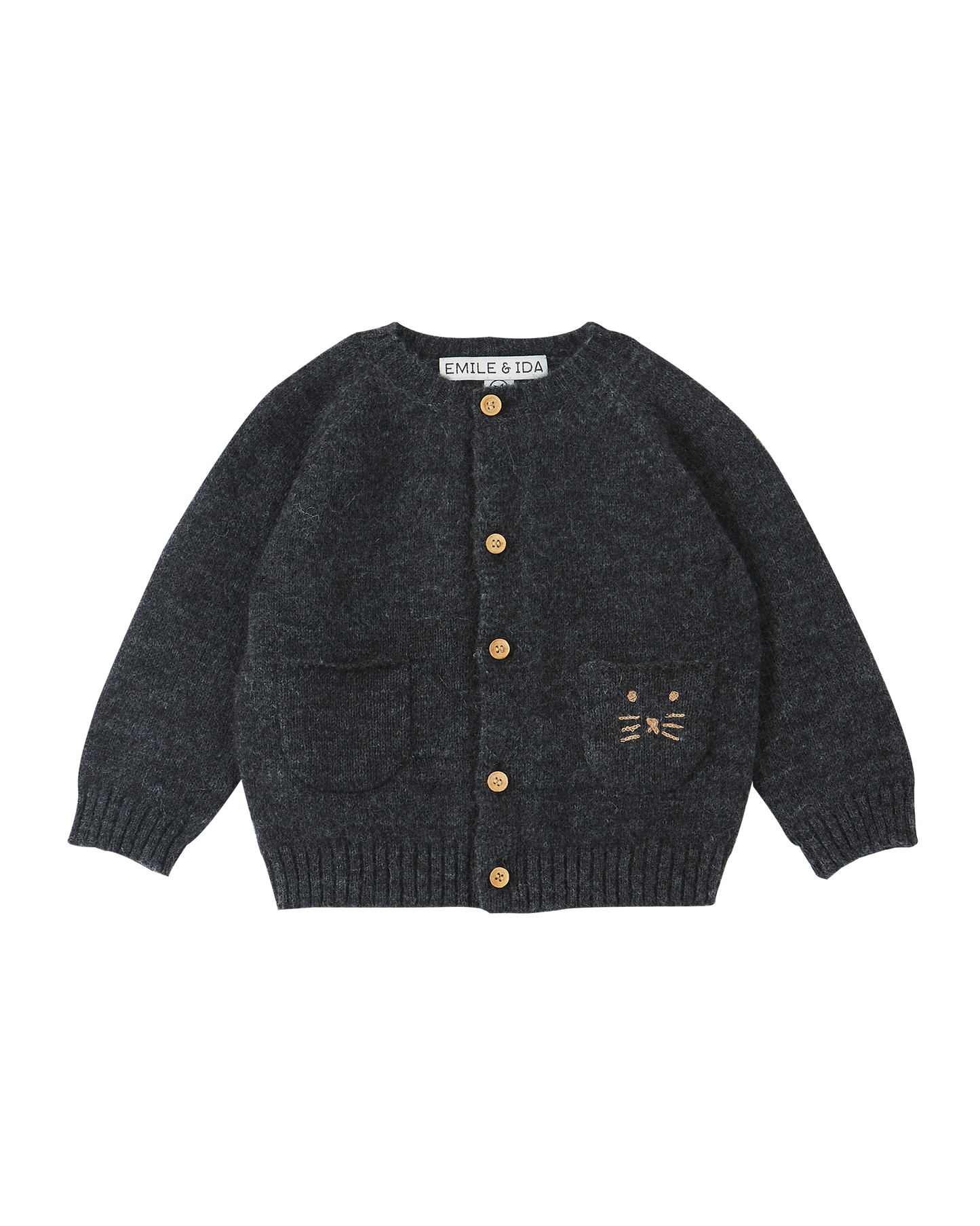 Cardigan alpaga et mérinos bitume