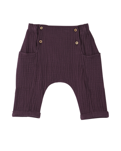Pantalon bi matière aubergine