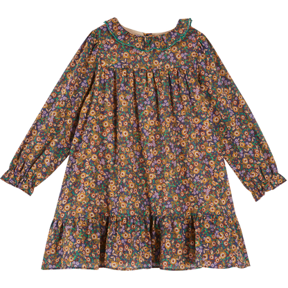 Robe imprimé fleuri voile de coton bleu