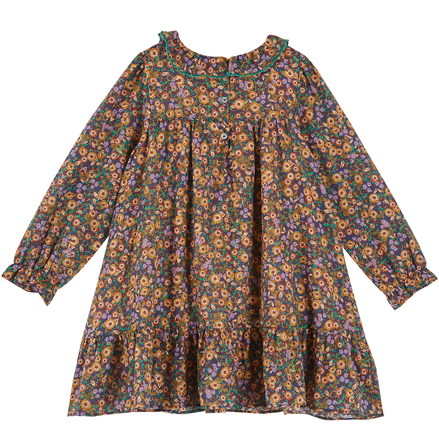 Robe imprimé fleuri voile de coton bleu
