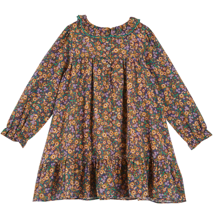 Robe imprimé fleuri voile de coton bleu