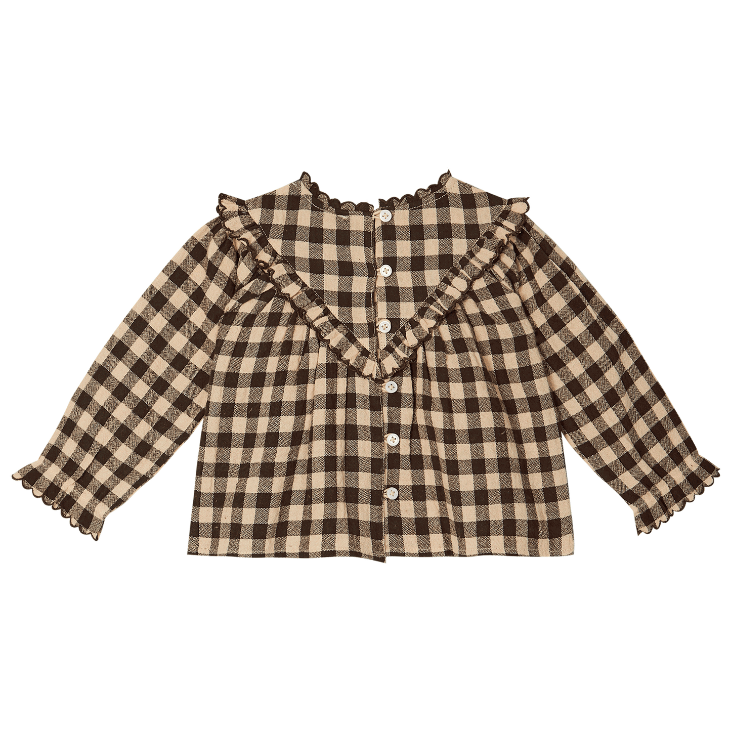 Blouse bébé coton vichy café