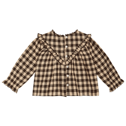 Blouse bébé coton vichy café