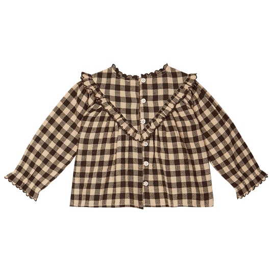Blouse bébé coton vichy café