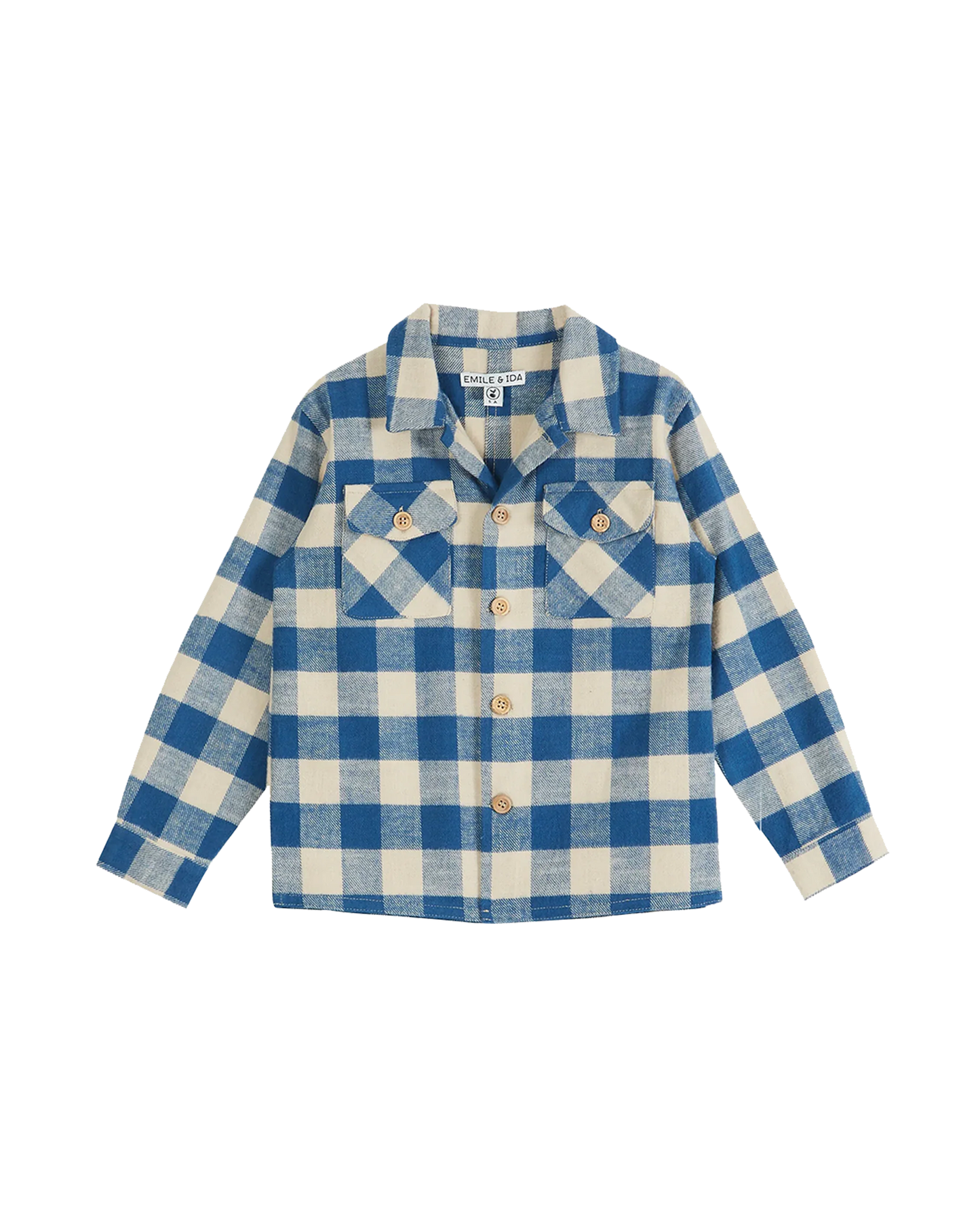 Surchemise flanelle vichy bleu et écru