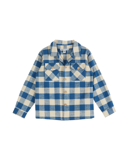 Surchemise flanelle vichy bleu et écru