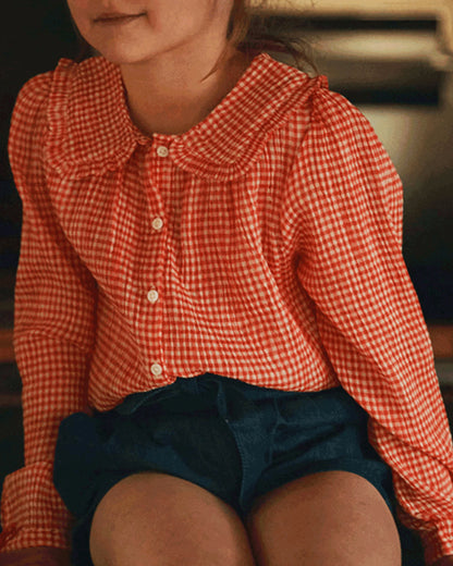 Blouse voile de coton Vichy Rouge