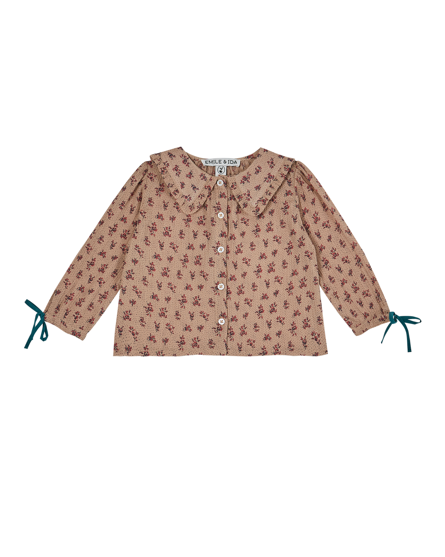 Blouse voile de coton créponné fleurette rose