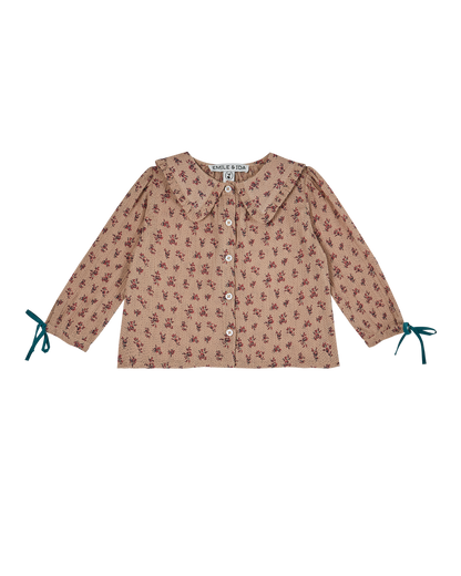 Blouse voile de coton créponné fleurette rose