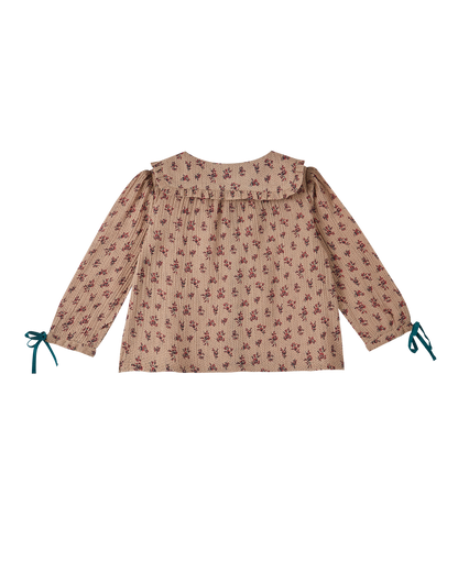 Blouse voile de coton créponné fleurette rose