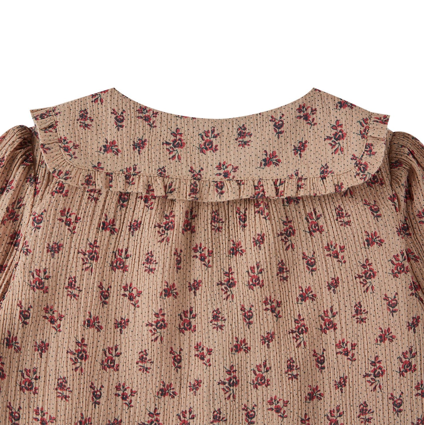Blouse voile de coton créponné fleurette rose