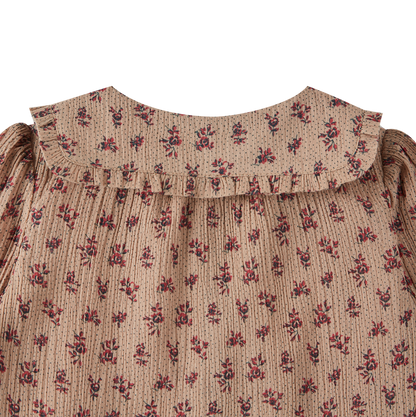 Blouse voile de coton créponné fleurette rose