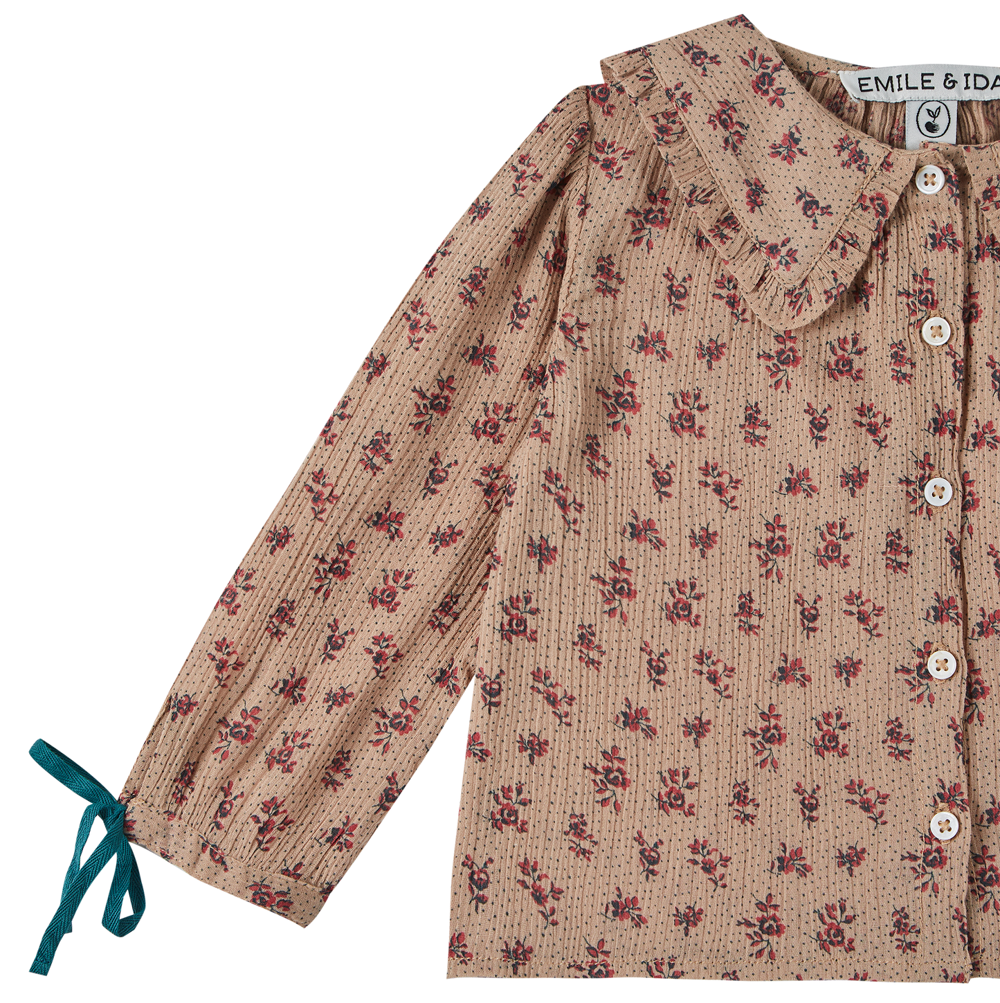 Blouse voile de coton créponné fleurette rose