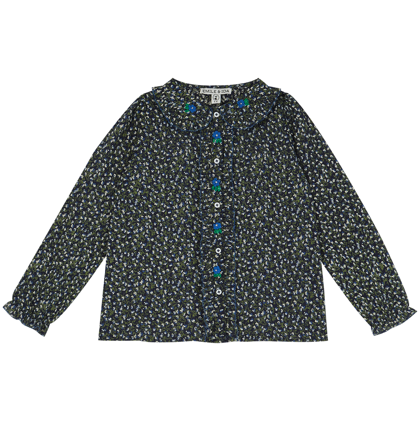 Blouse coton créponné jardin bleu