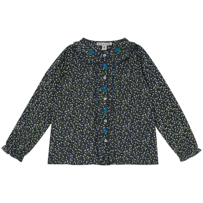 Blouse coton créponné jardin bleu