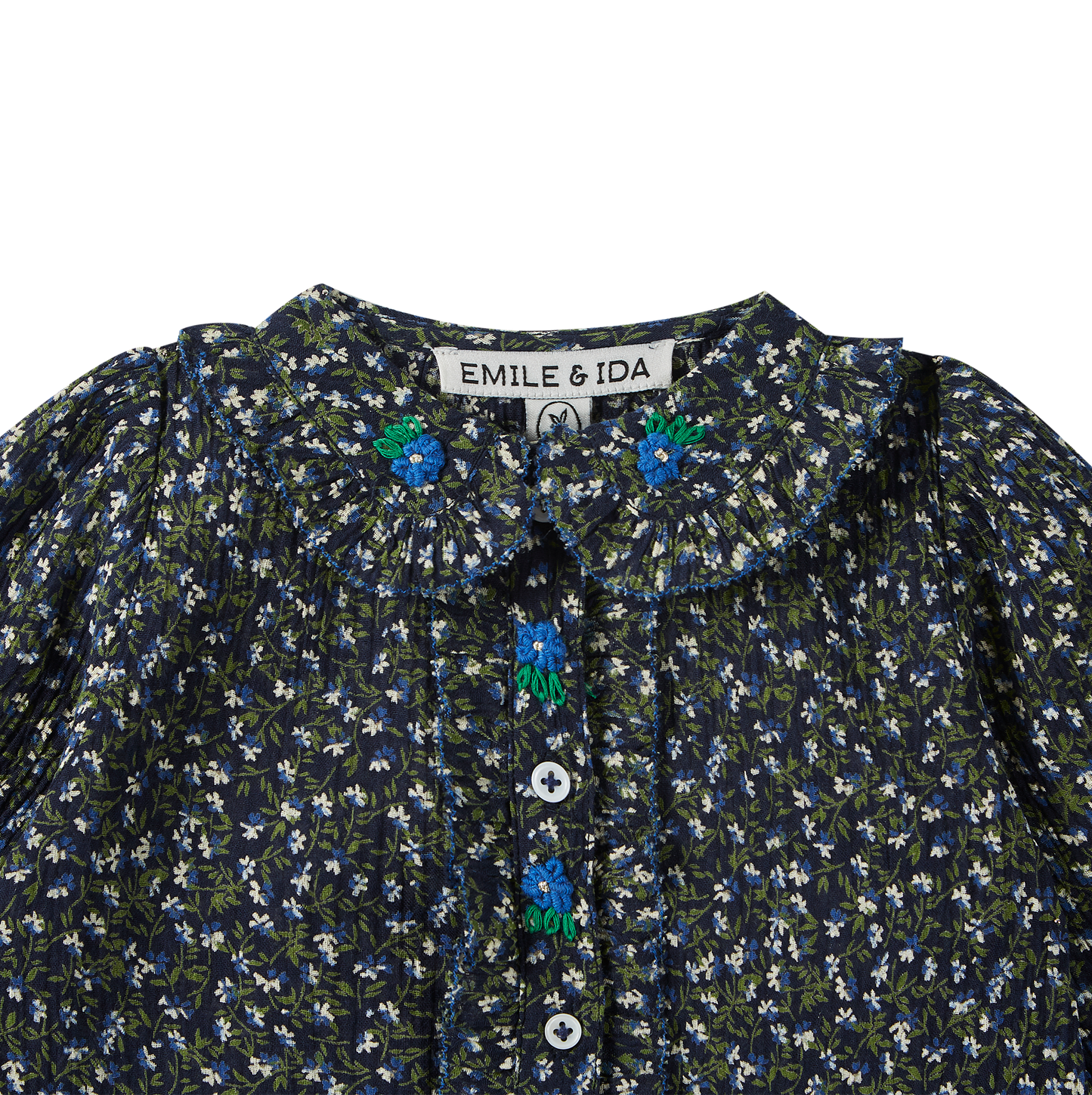 Blouse coton créponné jardin bleu