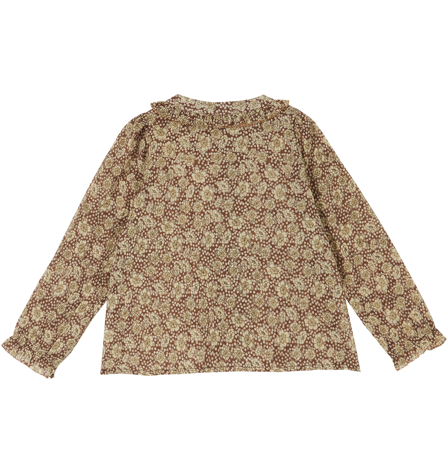 Blouse imprimé fleuri voile de coton marron