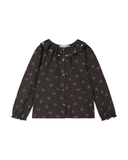 Blouse voile de coton bitume groseille