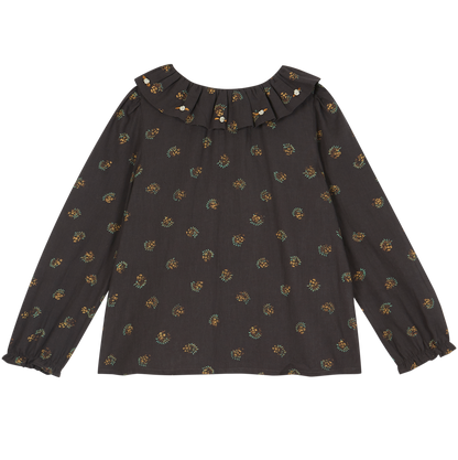 Blouse voile de coton bitume groseille