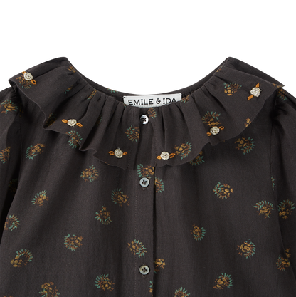Blouse voile de coton bitume groseille
