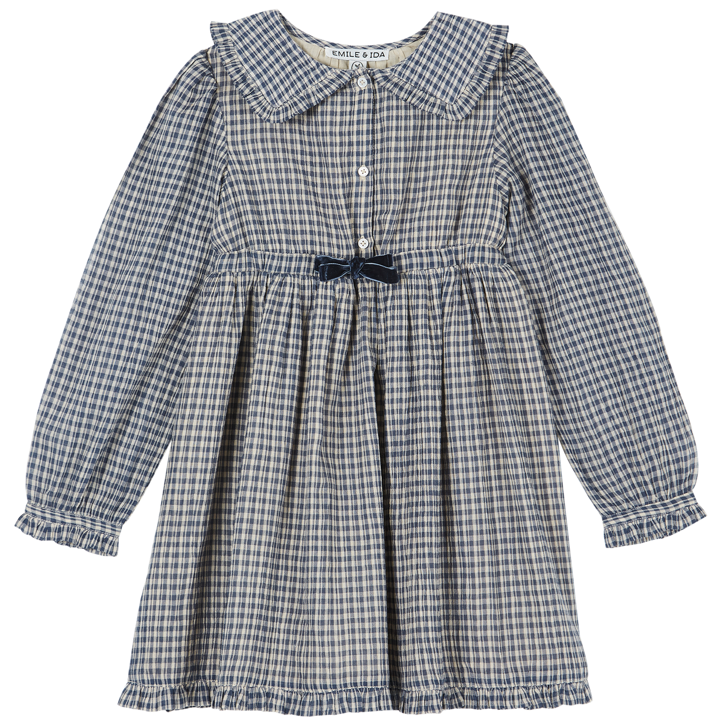 Robe à carreaux voile de coton indigo