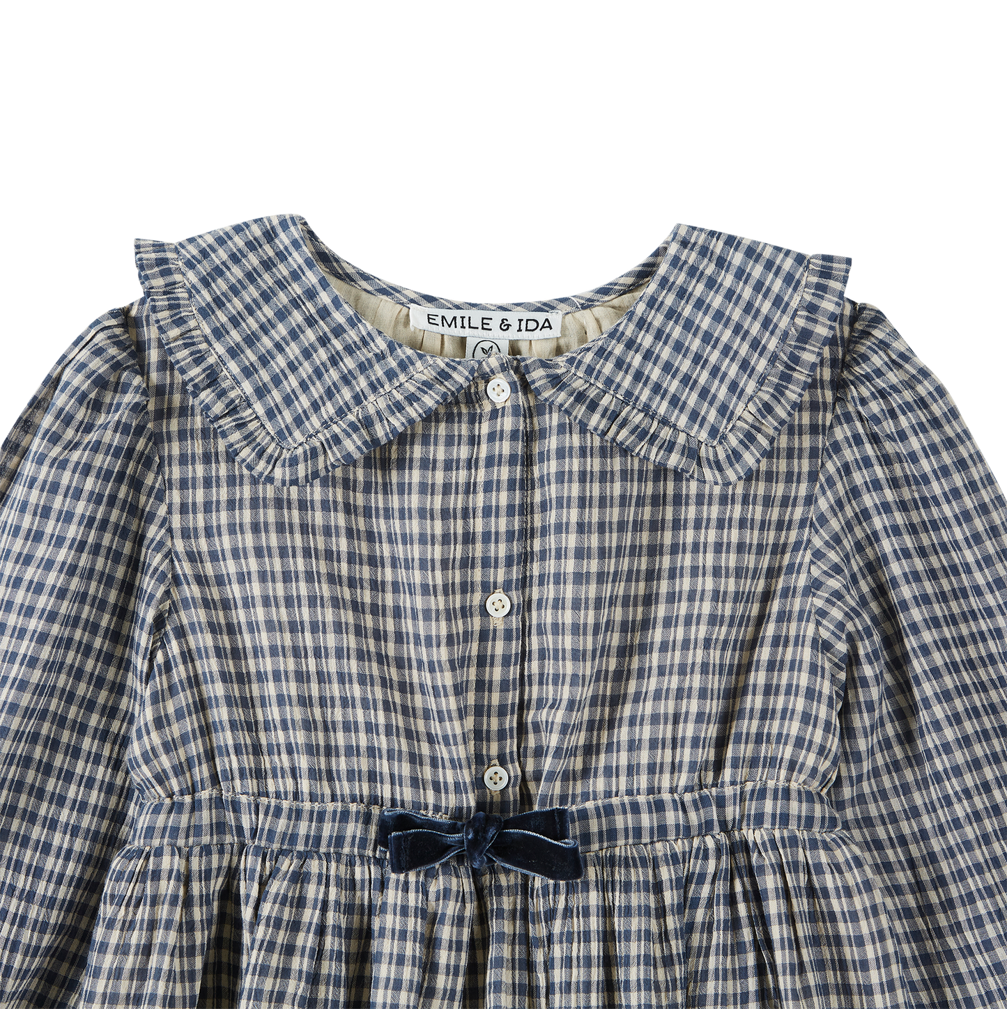 Robe à carreaux voile de coton indigo
