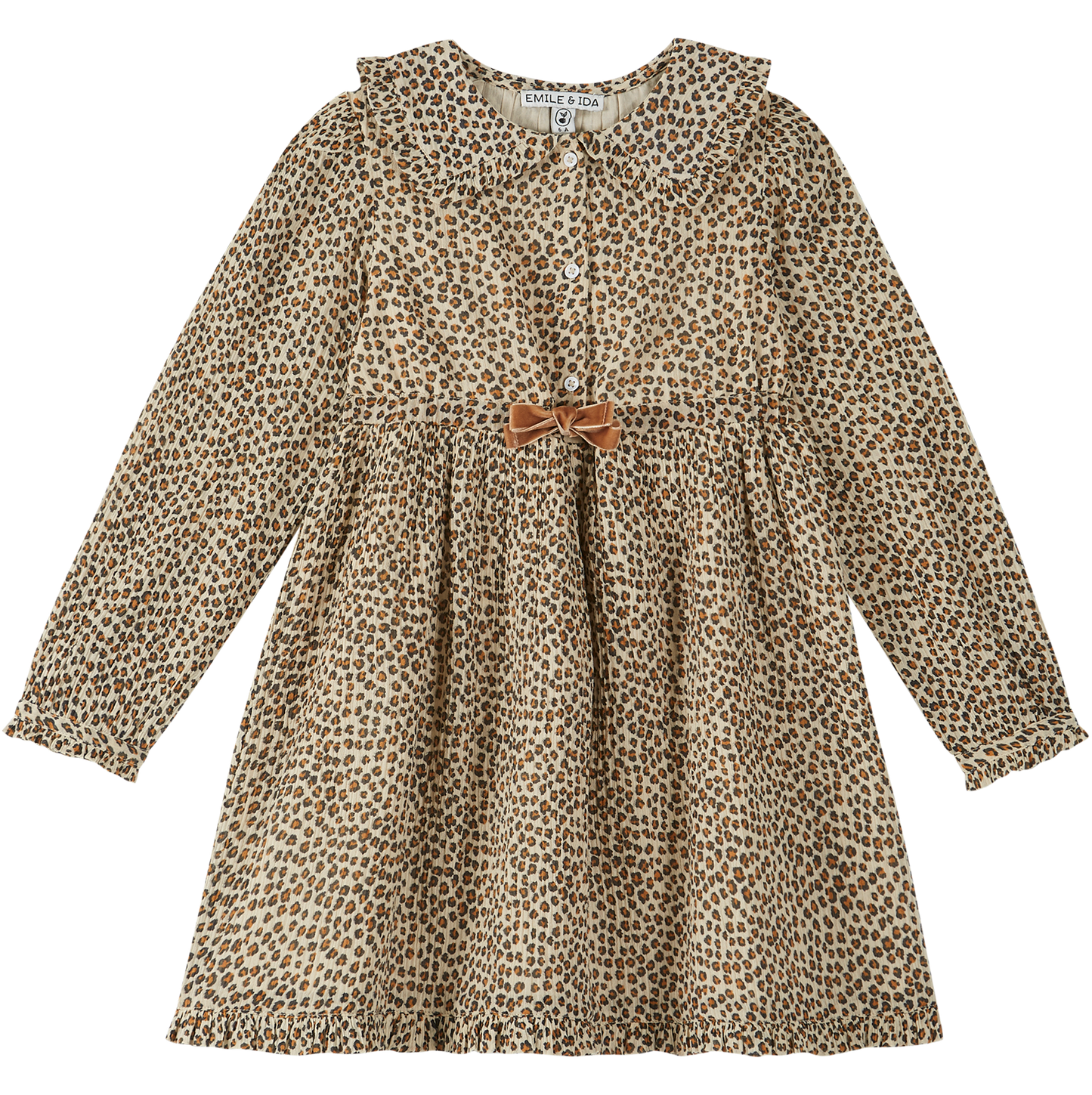 Robe imprimée léopard voile de coton beige