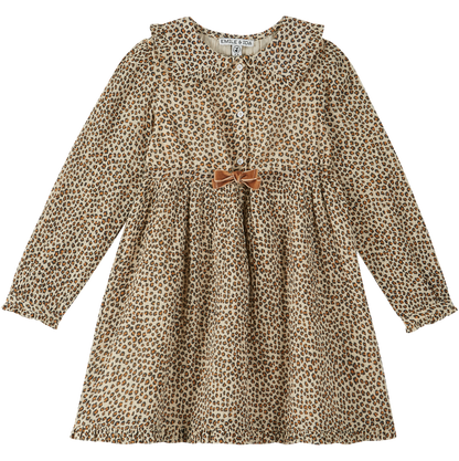 Robe imprimée léopard voile de coton beige