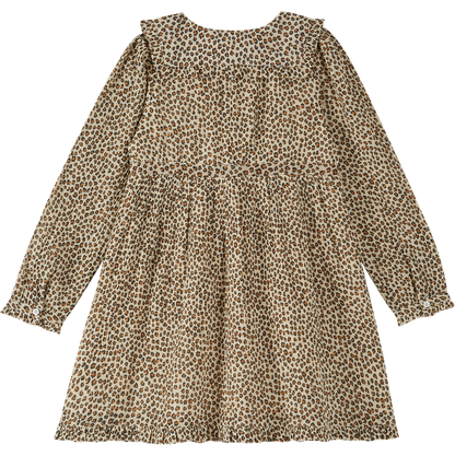 Robe imprimée léopard voile de coton beige