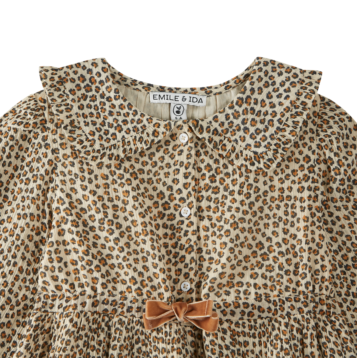 Robe imprimée léopard voile de coton beige