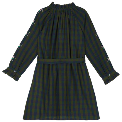 Robe écossais bleu marine et vert