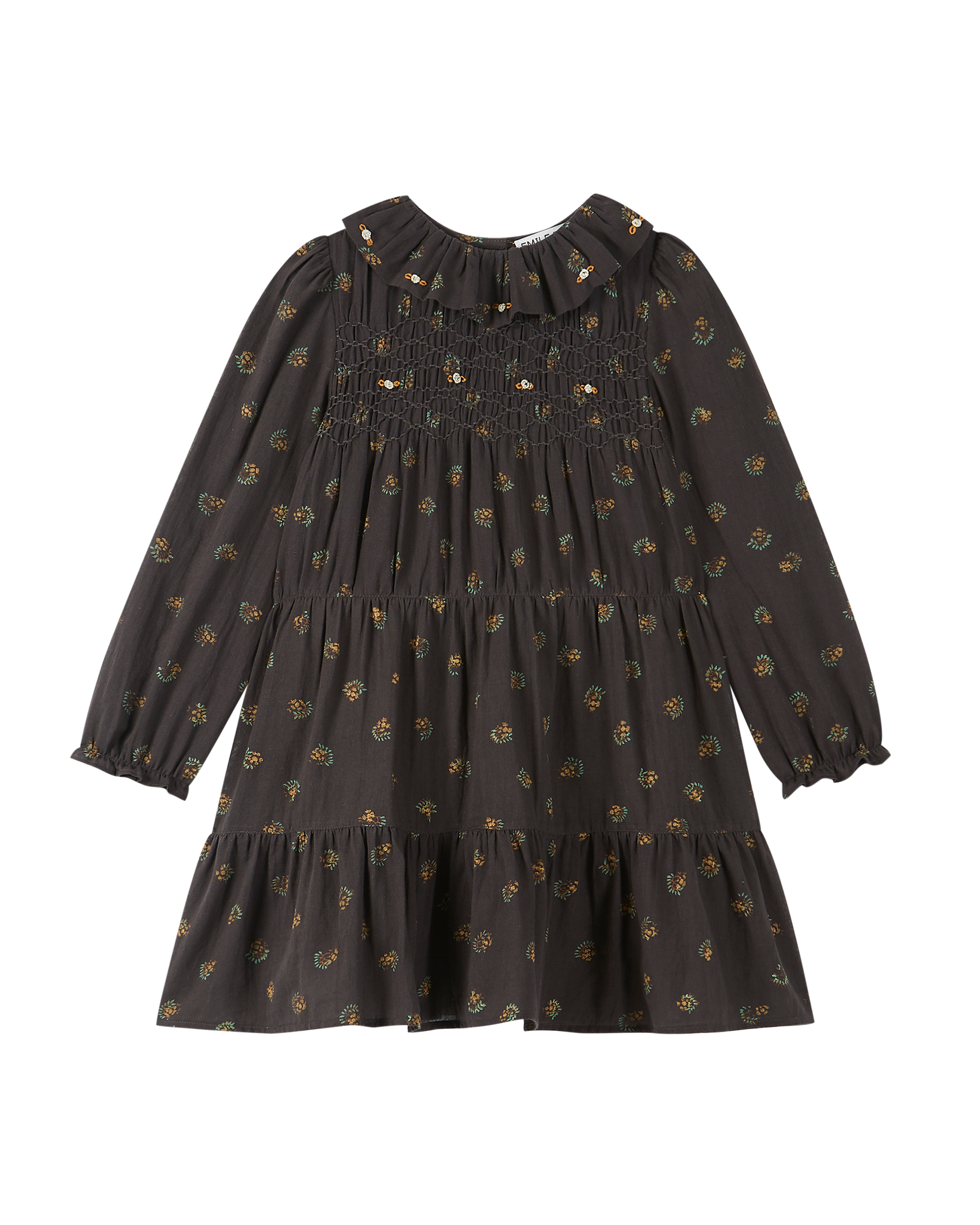 Robe à étages coton bitume groseille
