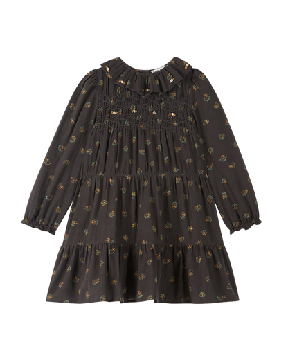 Robe à étages coton bitume groseille