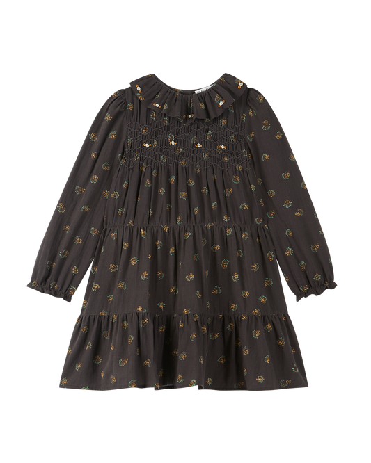Robe à étages coton bitume groseille