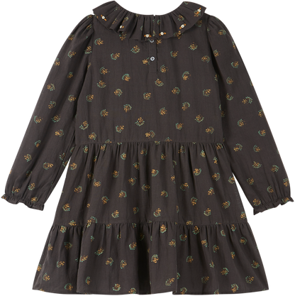 Robe à étages coton bitume groseille