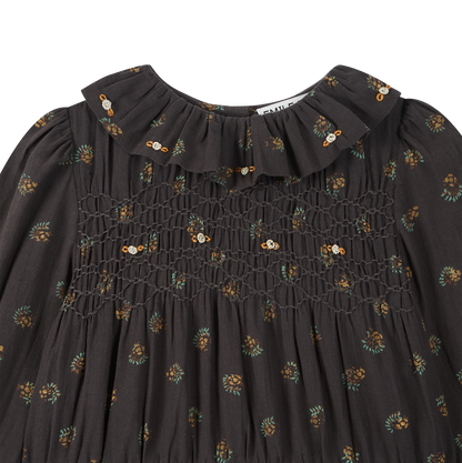 Robe à étages coton bitume groseille