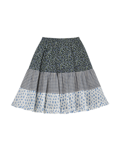 Jupe voile de coton créponné patchwork