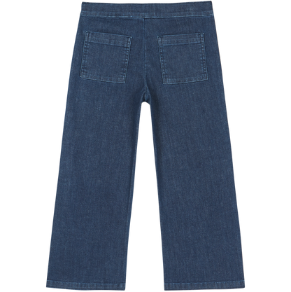 Pantalon denim poches fleurs