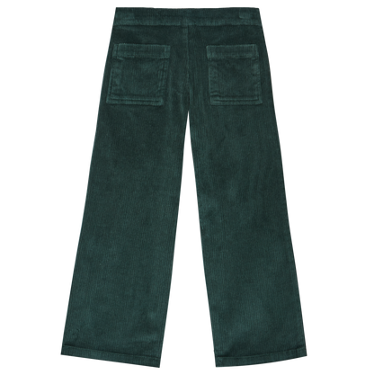 Pantalon poches fleurs velours cèdre