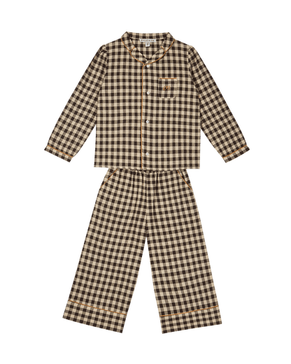 Pyjama coton vichy café