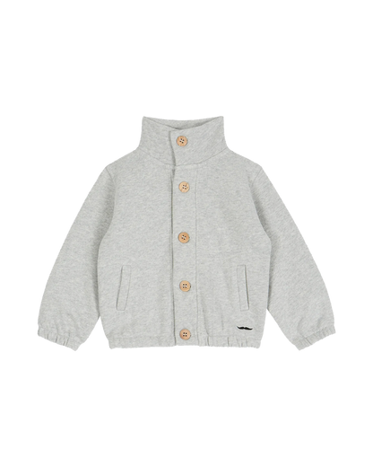 Blouson coton bio molletonné gris chiné