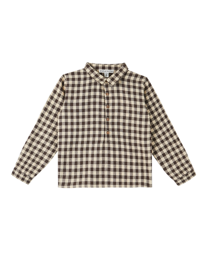 Kurta coton vichy beige et café