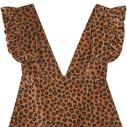 Salopette imprimé léopard velours caramel
