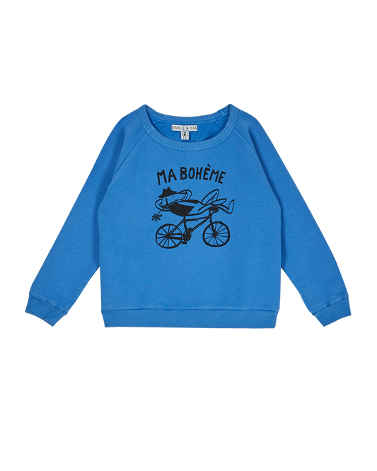 Sweatshirt coton molletonné outremer "ma bohème"