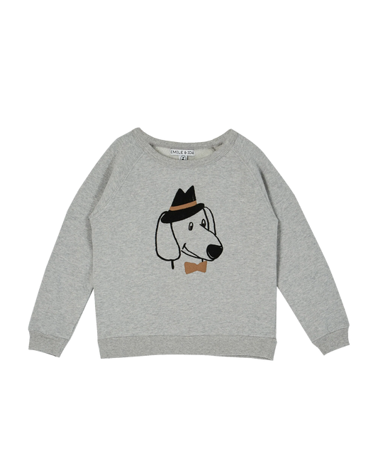 Sweatshirt chien gris chiné