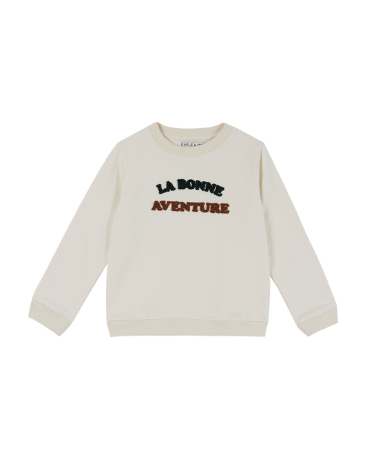 Sweatshirt coton molletonné porcelaine "la bonne aventure"