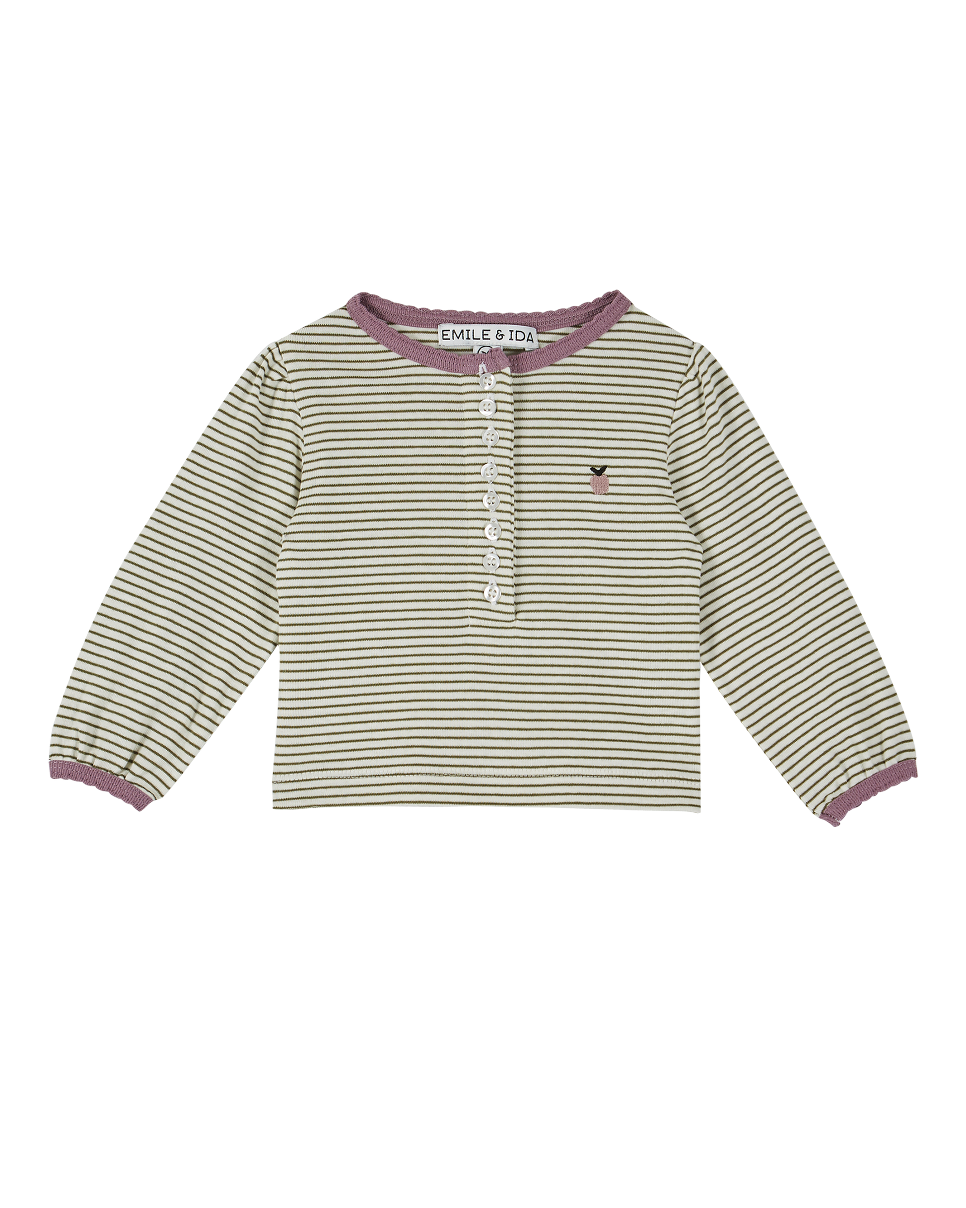 Tee shirt jersey coton biologique rayé vert ecru