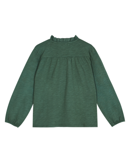 Tee-shirt jersey et voile de coton bio vert mousse