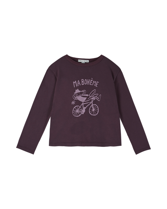 Tee-shirt jersey bio aubergine souris